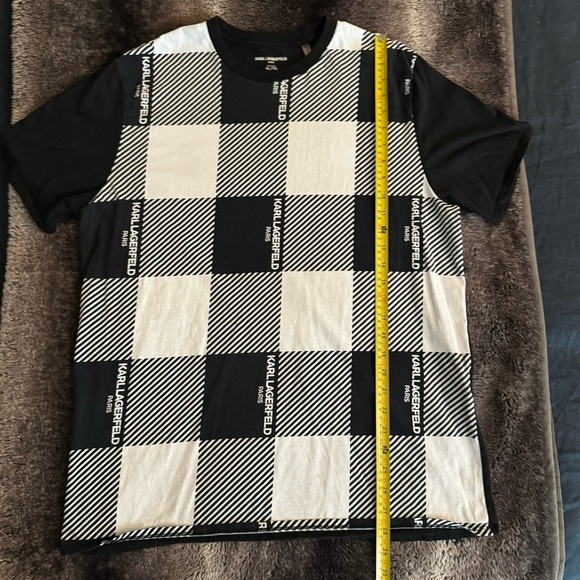Karl Lagerfeld Plaid Patterned Short Sleeved T-Shirt - Picture 3 of 5